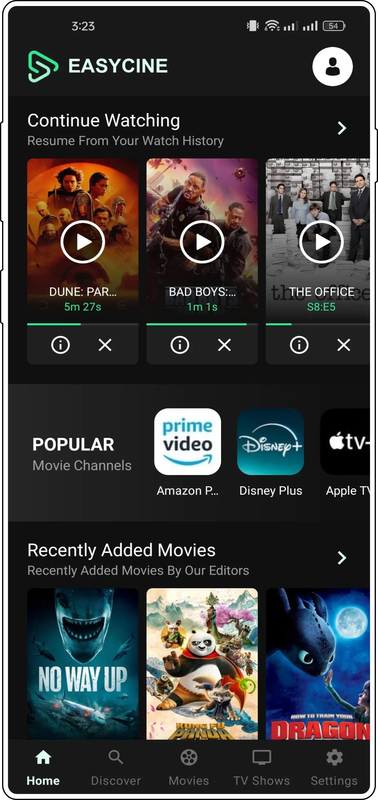 Easycine Android App new releases section