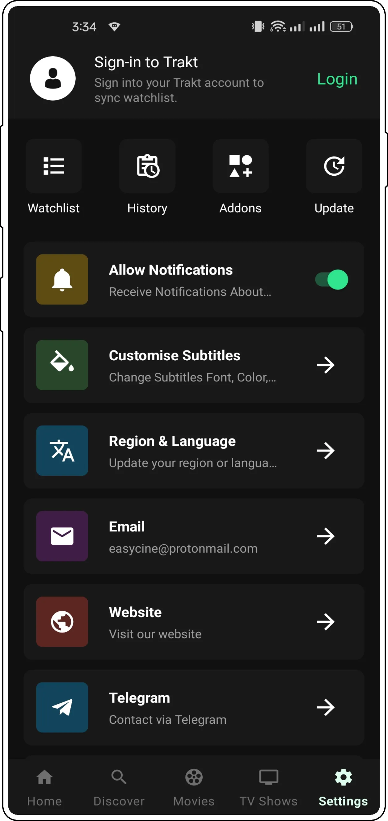 Easycine Android App parental controls