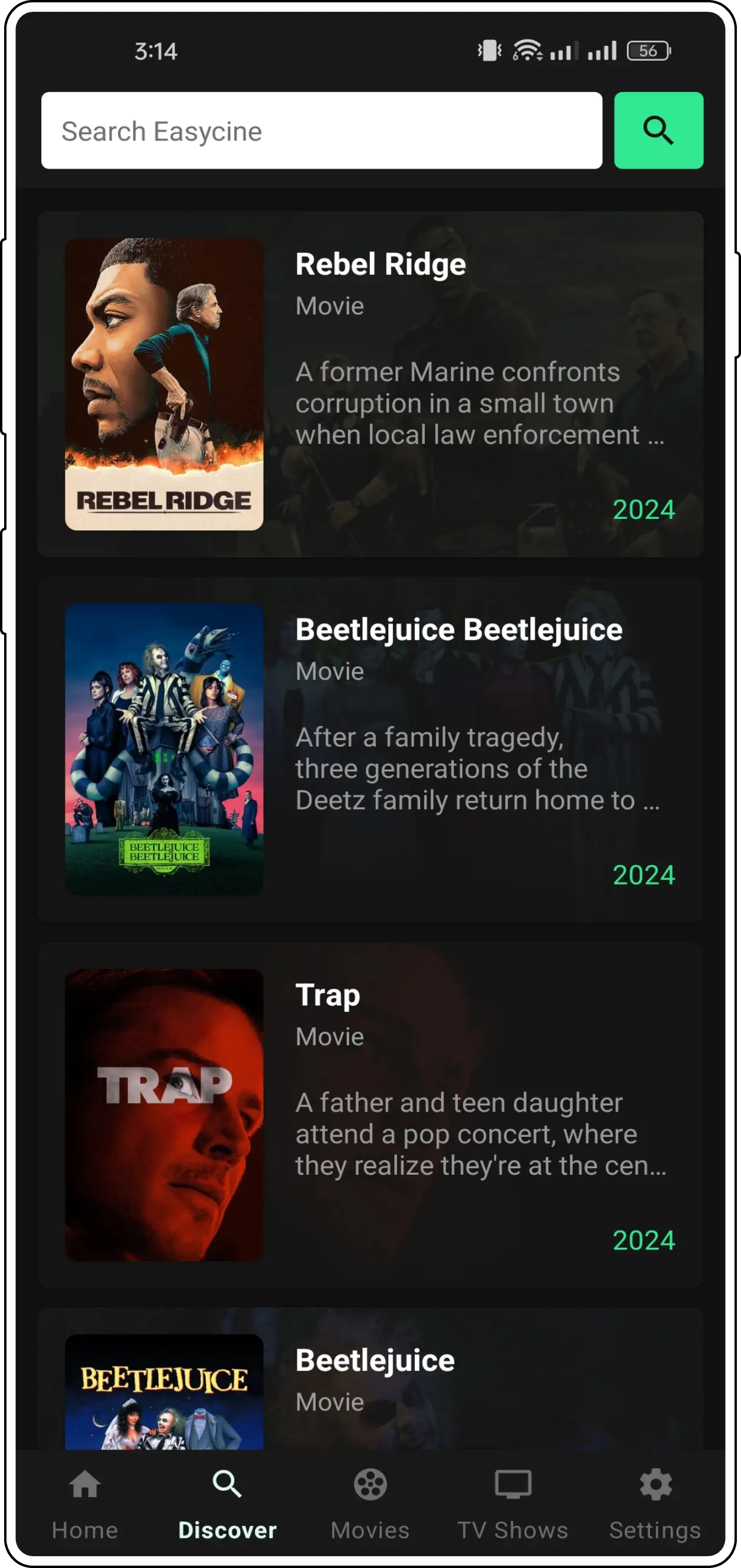 Easycine Android App video player interface