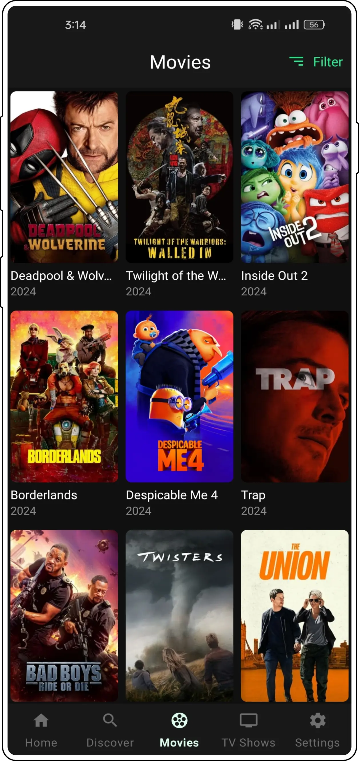 Easycine Android App categories and genres