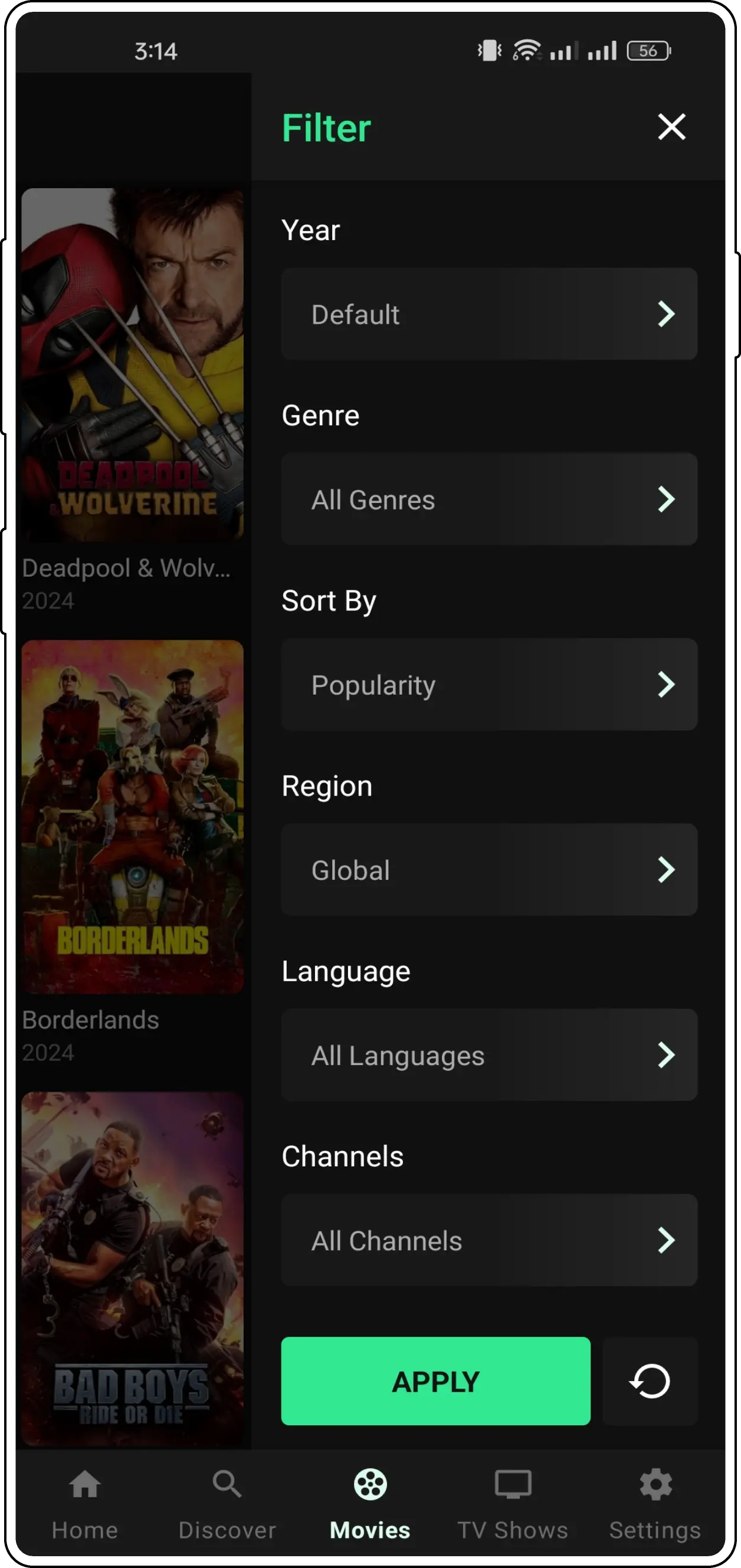 Easycine Android App search functionality